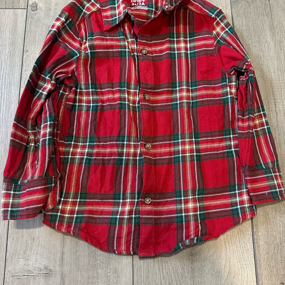 Carter's Red and Green Plaid Button Down Shirt